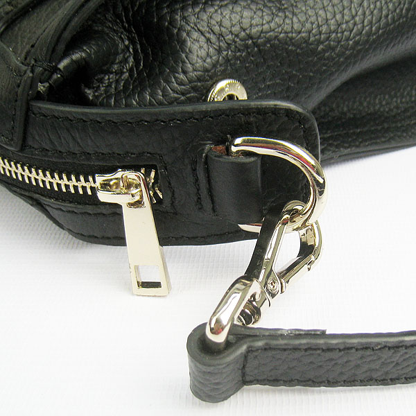 Best Hermes New Arrival Double-duty leather handbag Black 60669 - Click Image to Close